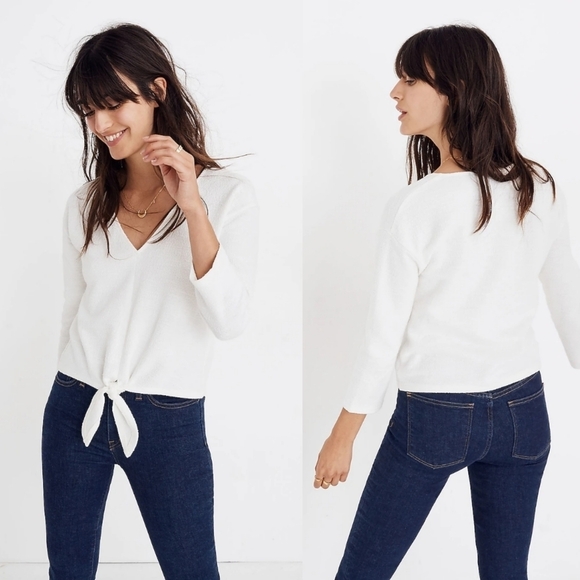 Madewell Tops - Madewell Texture & Thread Textured Tie-Front Top H7993 Women's XS Cream White